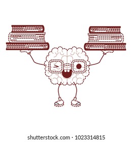 comic brain lifting books kawaii character