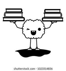 comic brain lifting books kawaii character