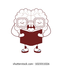comic brain reading book kawaii character
