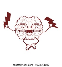 comic brain with thunders kawaii character
