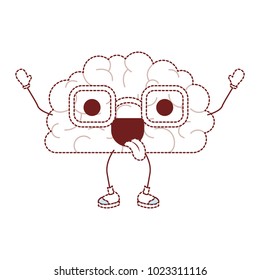 comic brain with tongue out kawaii character