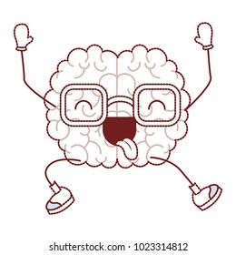 comic brain with tongue out kawaii character