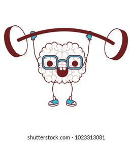 comic brain weight lifting kawaii character
