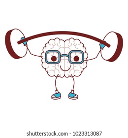 comic brain weight lifting kawaii character