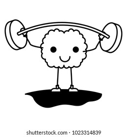 comic brain weight lifting kawaii character