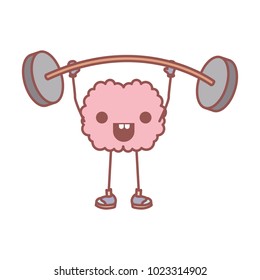 comic brain weight lifting kawaii character