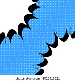 Comic bright blue background with white speech bubbles in corners and dotted humor effects. Vector illustration