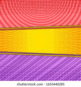 Comic bright colorful banners composition with various humor effects. Vector illustration