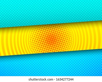 Comic bright horizontal banners with halftone and circles effects. Vector illustration