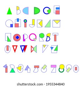 Comic helle Latine-Schriftwürfel. das Alphabet sieht aus wie verstreute Kinderwürfel, Puzzle