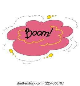Comic-Blase-Boom-Doodle-Symbol im flachen Stil, Vektorsymbol