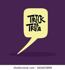 Charla de burbuja cómica con un mensaje de rick o de trance. Icono de Halloween - Vector