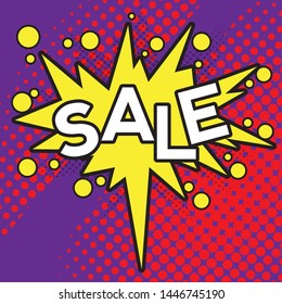 Comic bubble chat sale on a halftone background - Vector