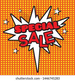 Comic bubble chat sale on a halftone background - Vector
