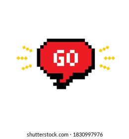 Comic bubble form with text inside. Pixel art Vector illustration Isolated on white background
