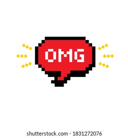Comic bubble form with text inside. Pixel art Vector illustration Isolated on white background