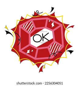 comic bubble ok doodle icon in flat style vector for use on label, like, symbol for internet sites
