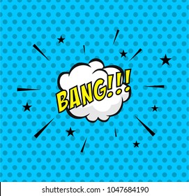 Comic Bubble on halftone background. Expression BANG!. Halftone Background. Pop Art. Vector illustration