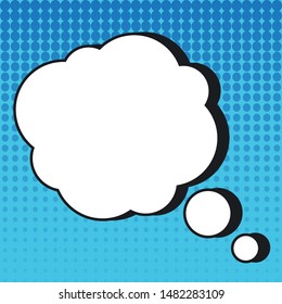 Comic Bubble in Pop Art Style on Blue Dot Background. Vector illustration