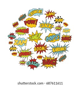 Comic bubble retro cartoon icons set. Comic bubble vector illustration for design and web isolated on white background.
