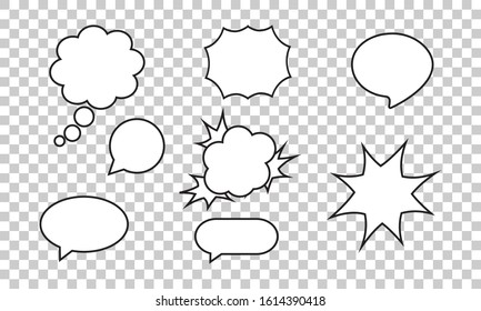 comic bubble set on transparent background