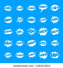 Comic bubble sound icons set. Simple illustration of 25 comic bubble sound vector icons for web