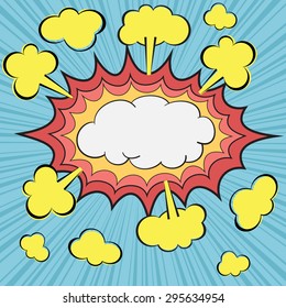 Comic bubble speech with retro colored