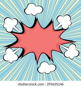 Comic bubble speech with retro colored