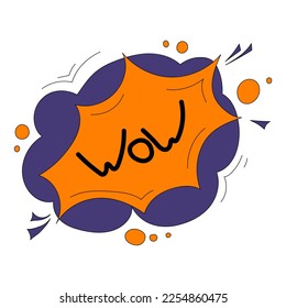 comic bubble wow doodle icon in flat style vector symbol