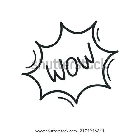comic bubble wow doodle icon flat isolated