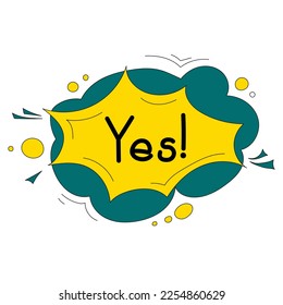comic bubble yes doodle icon in flat style vector symbol