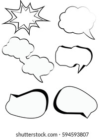 Comic bubbles cartoon text boxes set with cloud blank speech box vector illustration