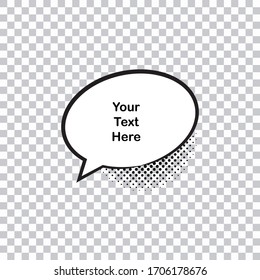 Comic bubbles and elements with black halftone shadows on grey background. Vintage style. Vector illustration, 