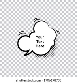 Comic bubbles and elements with black halftone shadows on grey background. Vintage style. Vector illustration, 