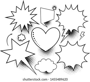 comic bubbles and elements with halftone shadows