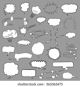 Comic Bubbles And Elements Set