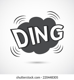 Comic bubbles vector isolated black and white illustration, bell sound