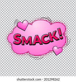 Comic bubbles vector isolated illustration, kissing sound