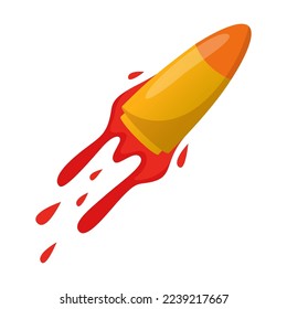 Ilustración de dibujos animados con viñetas cómicas. Seguimiento de sangre en el fondo blanco. Ilustración de arte pop. Explosión, explosión, concepto de arma