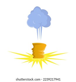 Comic bullet trace cartoon illustration. Gun cloud on white background. Pop art illustration. Explosion, bang, weapon concept