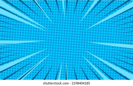 Fondo azul abstracto de explosión de historietas 