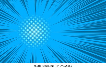 Comic burst blue background with halftone