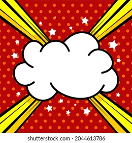 comic burst cloud and star isolated on red halftone background