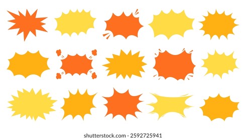 Comic burst explosion vector comic boom elements and speech bubbles