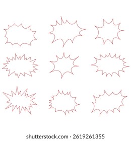 Comic burst explosion vector, comic boom elements, and speech bubbles vector silhouettes.