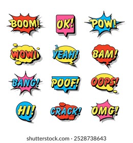 Comic Burst Text Ballons flache Symbol Sammlung