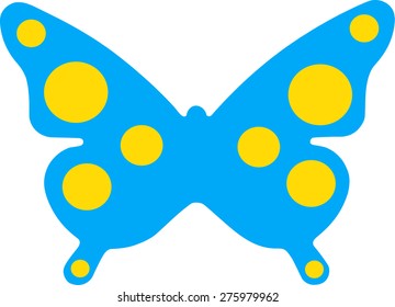 Comic butterfly with yellow circles