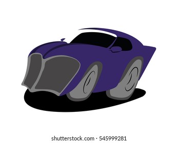 comic car purple vector illustration isolated no background