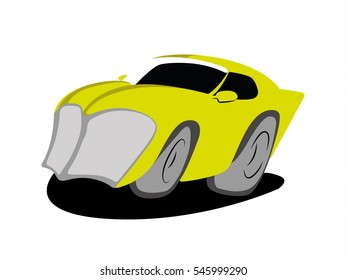 comic car yellow vector illustration isolated no background