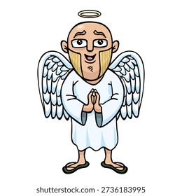 Comic caricature. Cartoon. Vector. Man. Angel. Characters. Isolated objects.